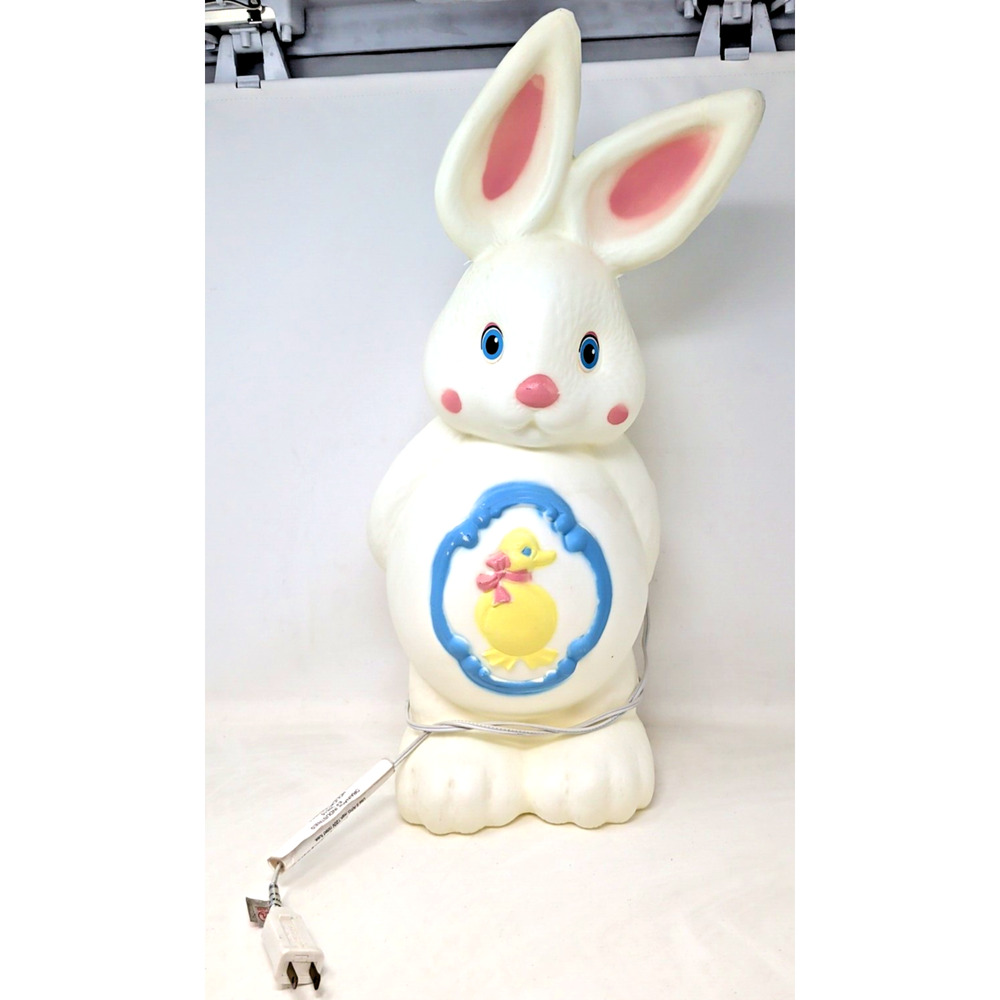 Vintage 22” Easter Blow Mold Bunny Rabbit Chick Duck Belly Floppy Ears RARE HTF